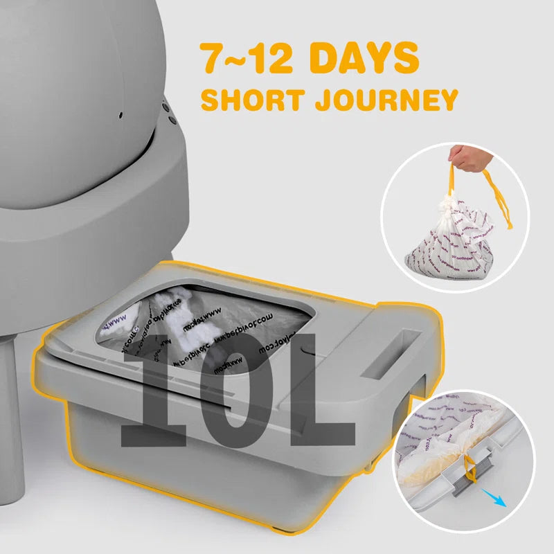 Large Open-Top Automatic Cat Litter Box Self Cleaning with Safety Protection, Mat and Trash Bags Included