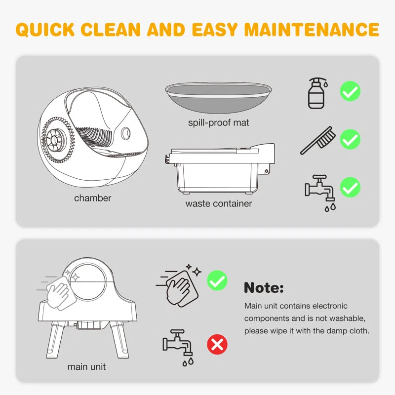 Large Open-Top Automatic Cat Litter Box Self Cleaning with Safety Protection, Mat and Trash Bags Included